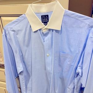 Jos A Bank - Light Blue Check - White Spread Collar - French Cuff